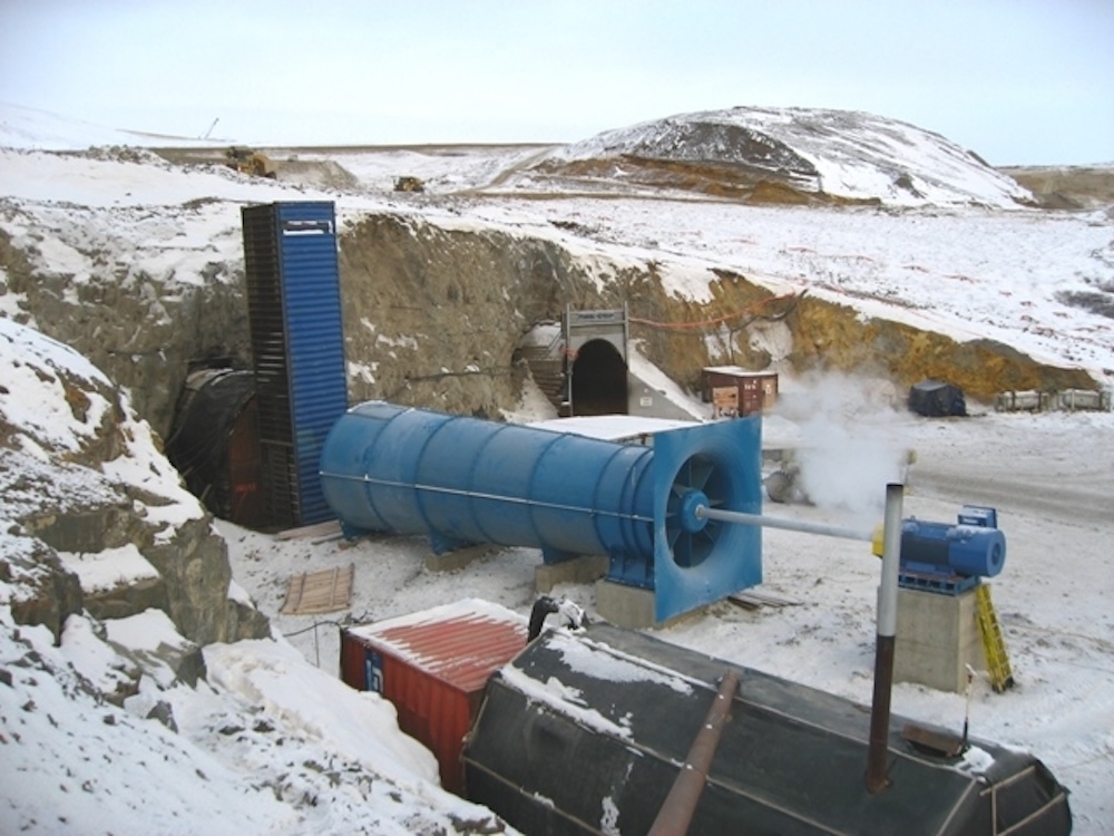 High efficiency electric motor installation for industrial equipment in cold-weather conditions.