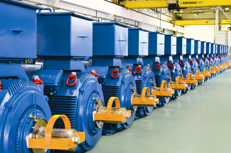 Electric motors in a factory, streamlining industrial automation.